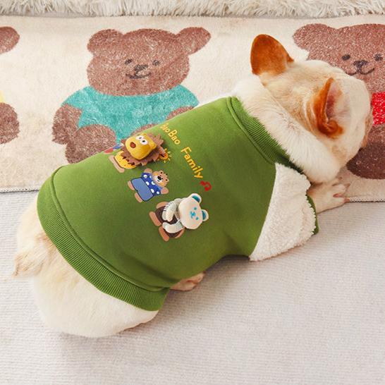 Dog Green Warm Jumper for medium dog breeds pugs frenchtons