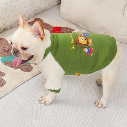 Dog Green Warm Jumper for medium dog breeds french bulldogs