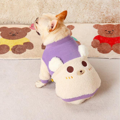 Dog Warm Jumper Coat in White and Purple for pugs