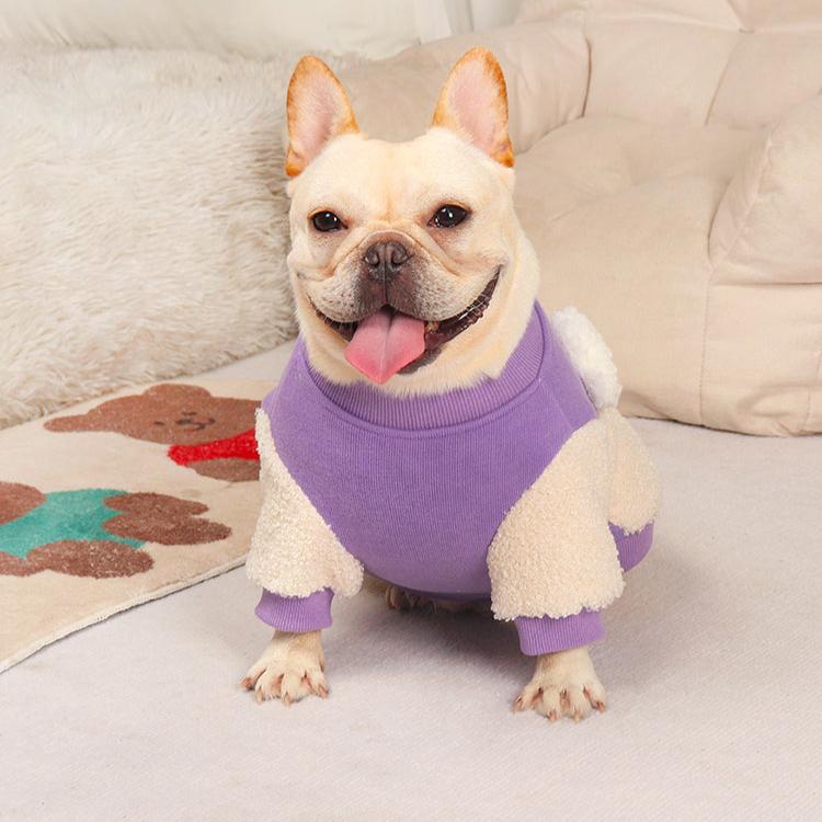 Dog Warm Jumper Coat in White and Purple for medium dogs