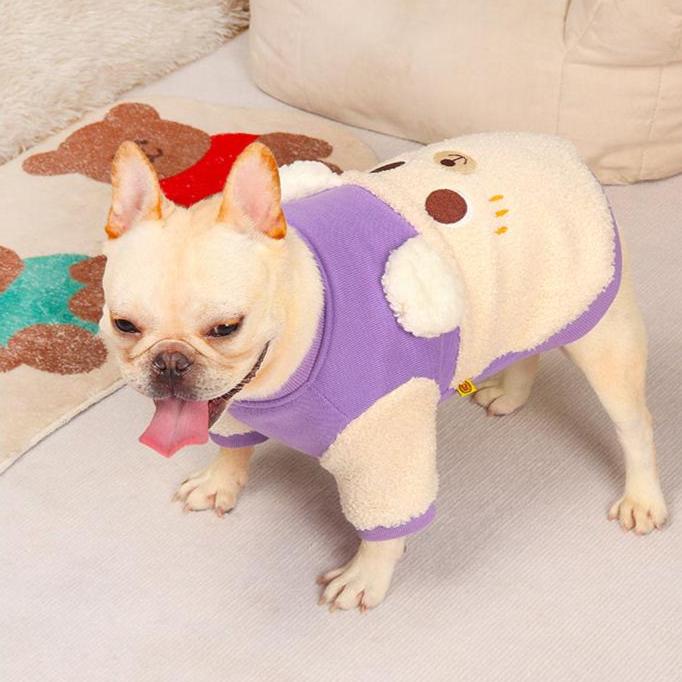 Dog Warm Jumper Coat in White and Purple for Puppies