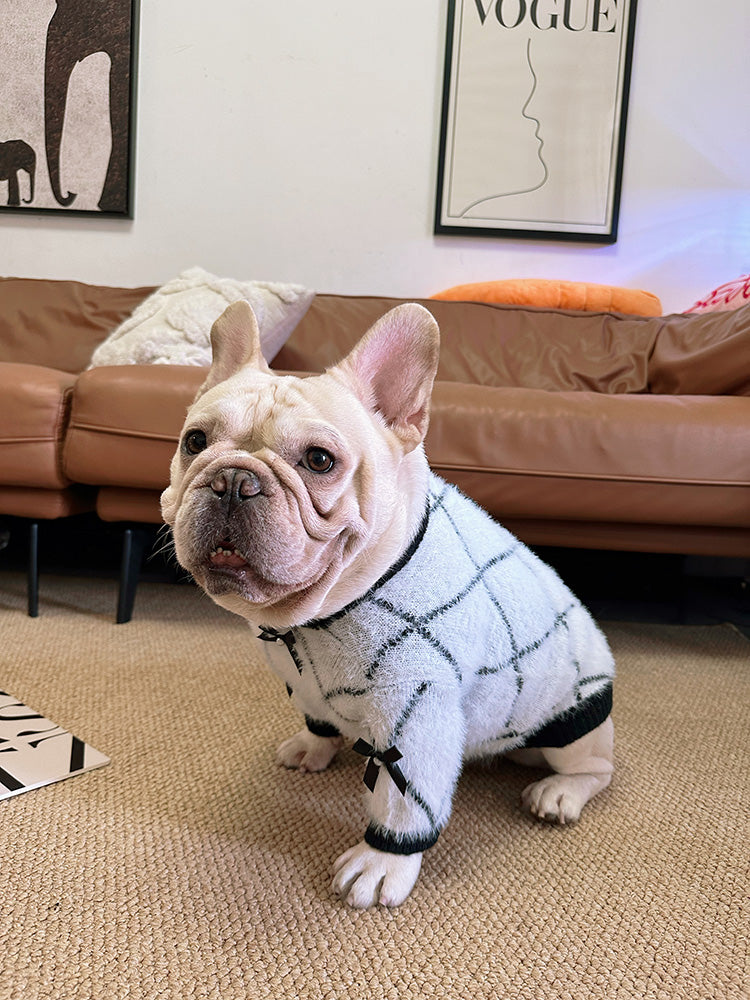 Dog Bowtie White Black Sweater - Frenchiely