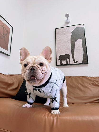 Dog Bowtie White Black Sweater - Frenchiely