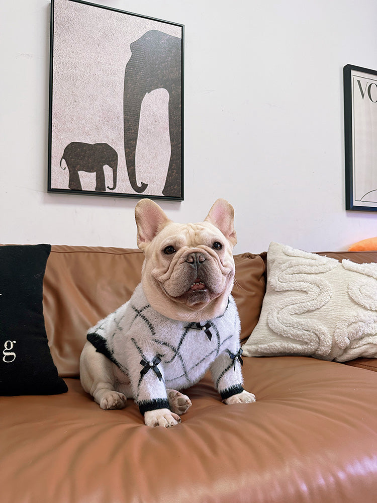 Dog Bowtie White Black Sweater - Frenchiely