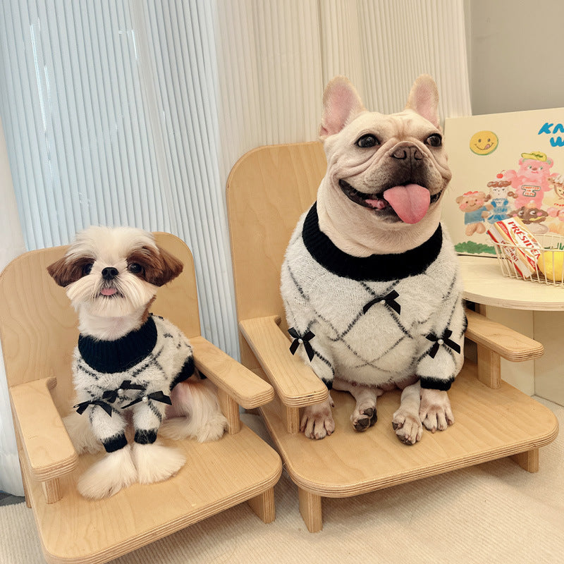 Dog Bowtie White Black Sweater - Frenchiely