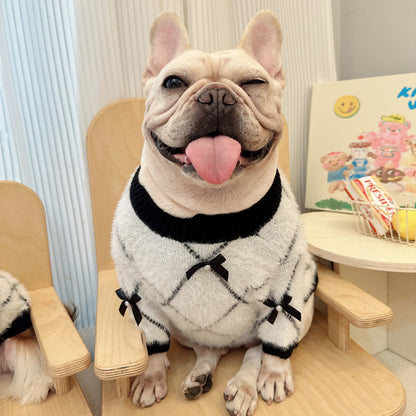 Dog Bowtie White Black Sweater - Frenchiely