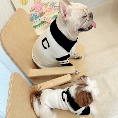 Dog Black & White Zipperup Sweater - Frenchiely