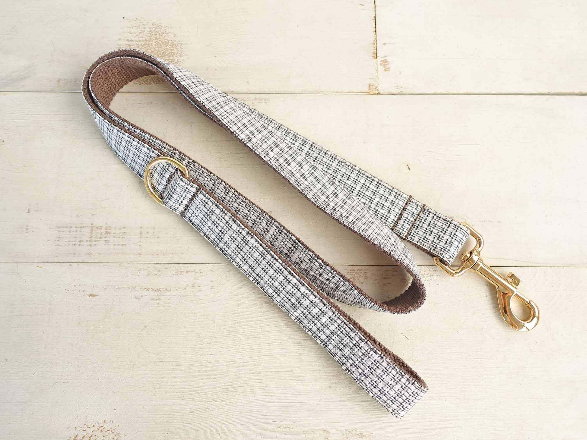 Dog White Plaid Leash - Frenchiely