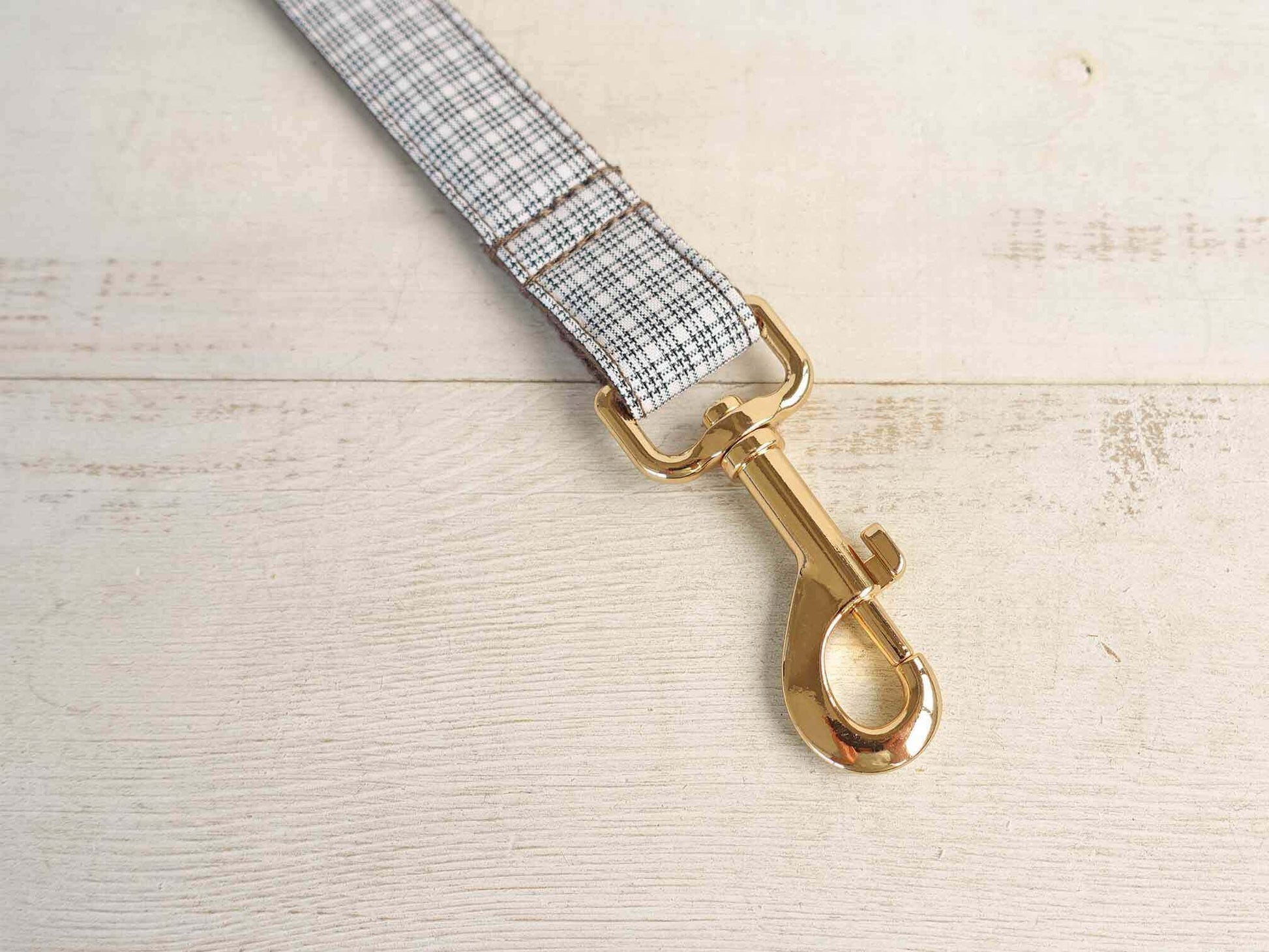 Dog White Plaid Collar Leash Set - Frenchiely