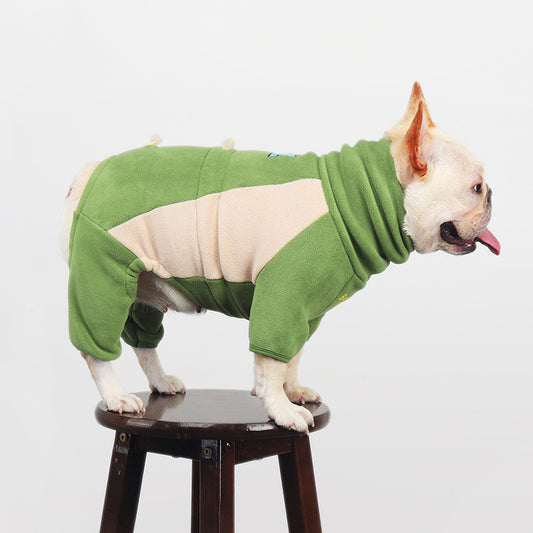 Dog Winter Warm Onesie PJ with Adjustable String in Green