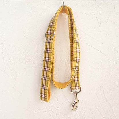 Dog Yellow Plaid Leash Set - Frenchiely