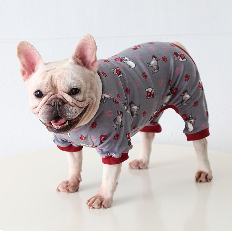 Dog Winter Onesie PJs with Fox Print - Frenchiely