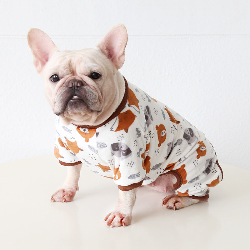 Dog Winter Onesie PJs with Fox Print - Frenchiely