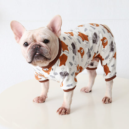 Dog Winter Onesie PJs with Fox Print - Frenchiely