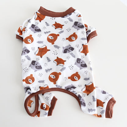 Dog Winter Onesie PJs with Fox Print - Frenchiely