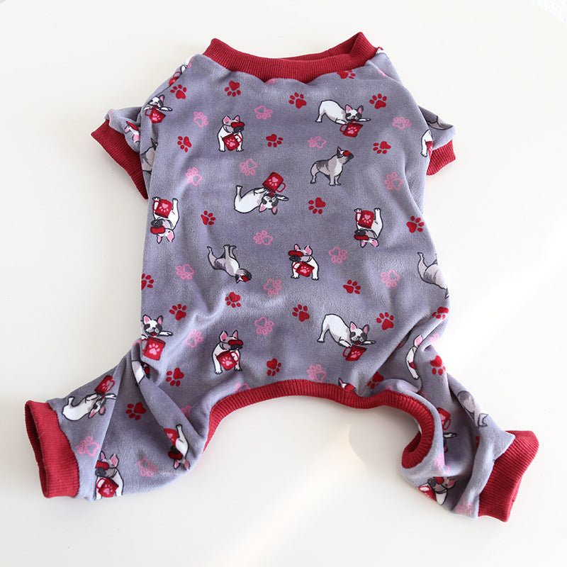 Dog Winter Onesie PJs with Fox Print - Frenchiely