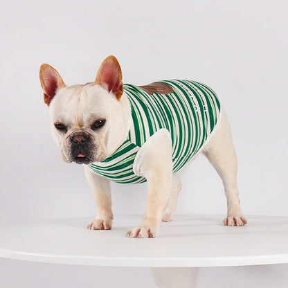 Dog Cartoon Green Stripe Shirt - Frenchiely