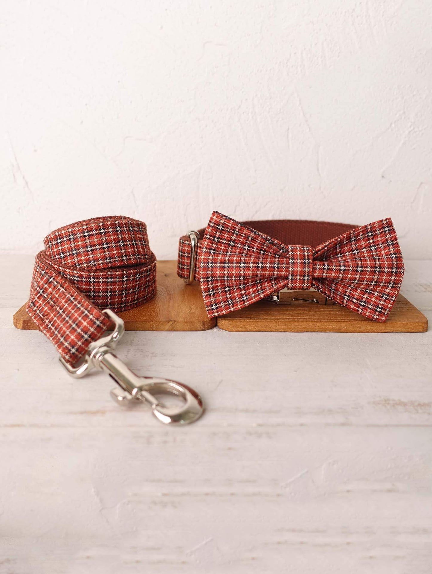 Dog Red Plaid Leash Set - Frenchiely