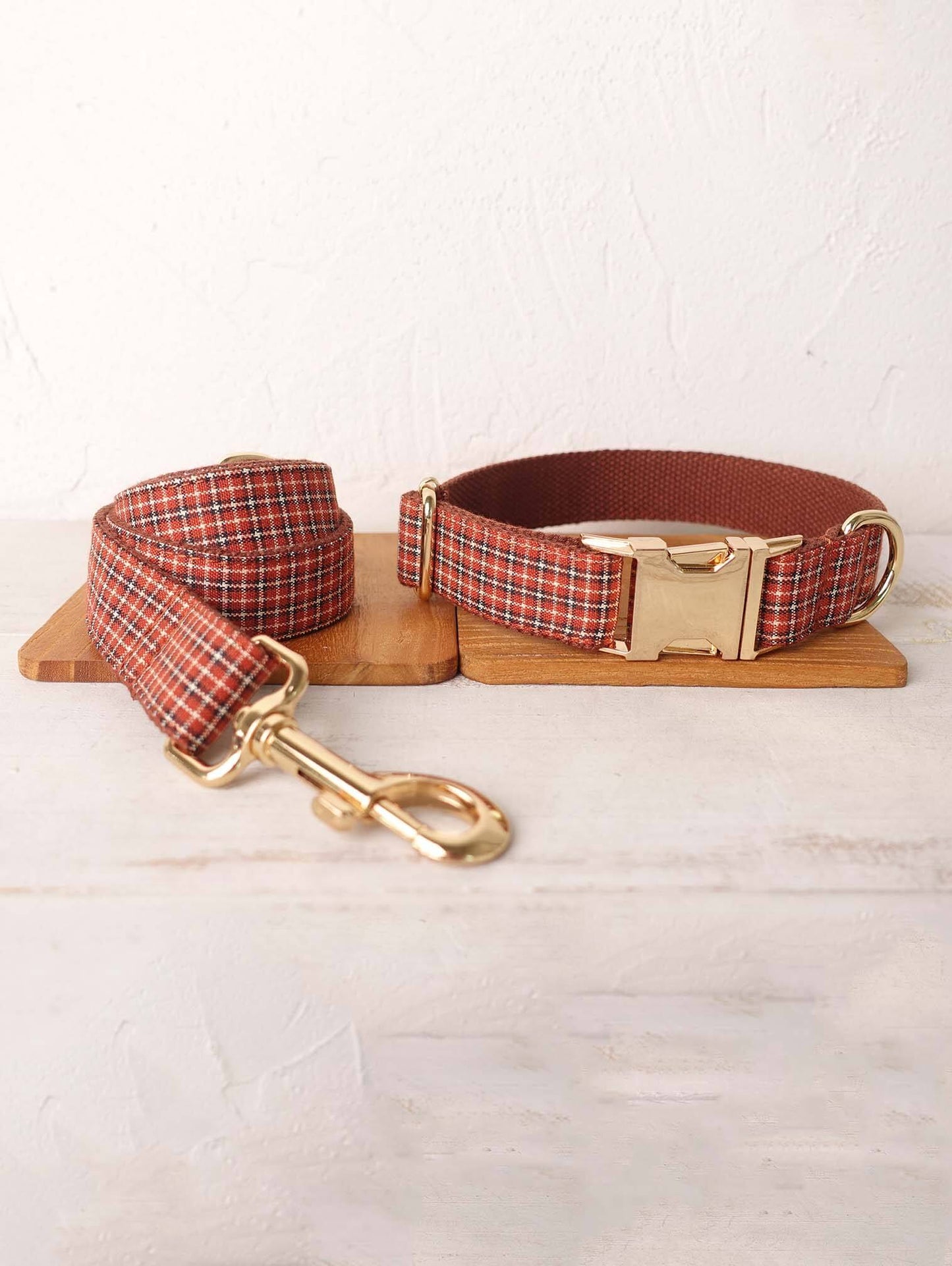 Dog Red Plaid Leash Set - Frenchiely