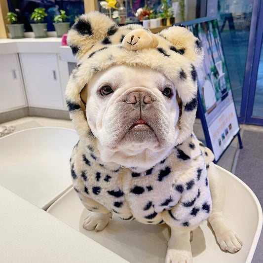 Frenchiely French Bulldog Leopard Winter Jacket Coat 0