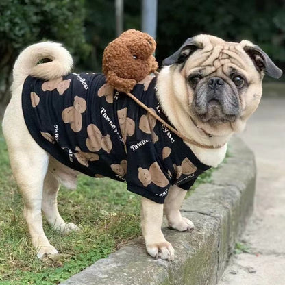 Dog Cartoon Bear Sweater with Bear Bag- Frenchiely