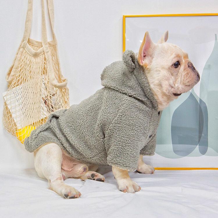 Fluffy Hoodie Coat with Pocket for Medium Dogs - Frenchiely