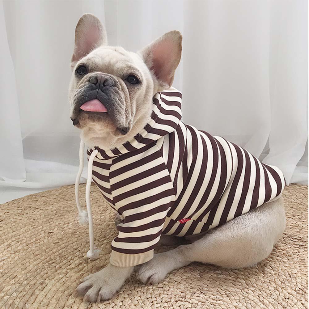 Stripe Dog Hoodie Coat for French Bulldog - Frenchiely