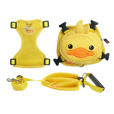 Cartoon Duck Mesh Backpack Harness Bag with Leash - Frenchiely