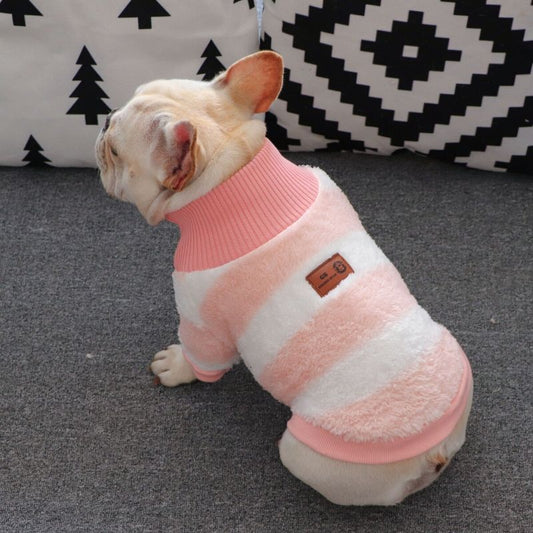 Striped Turtleneck Sweater for Bulldogs - Frenchiely