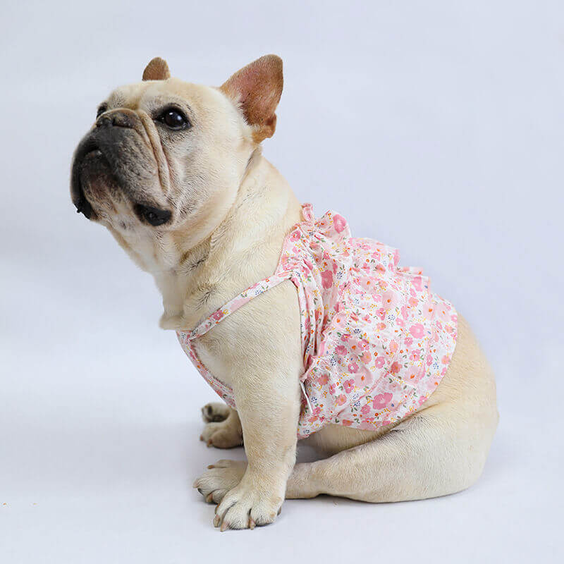 Dog Pink Floral Dress for medium french bulldogs by Frenchiely