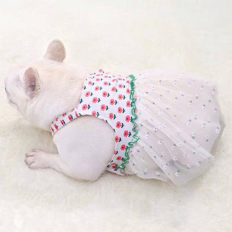 Dog Summer Lace Floral Dress  by Frenchiely