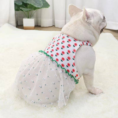 Dog Summer Lace Floral Dress  by Frenchiely