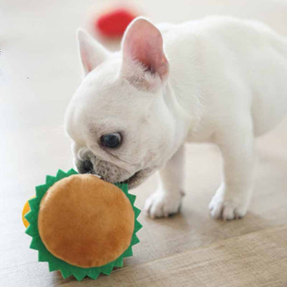 Hamburger Fried Chips Dog Plush Squeaky Toy - Frenchiely