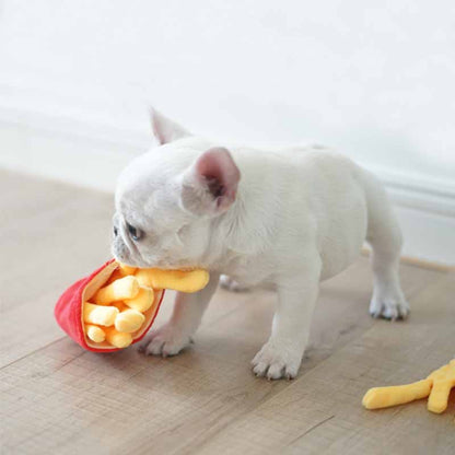 Hamburger Fried Chips Dog Plush Squeaky Toy - Frenchiely