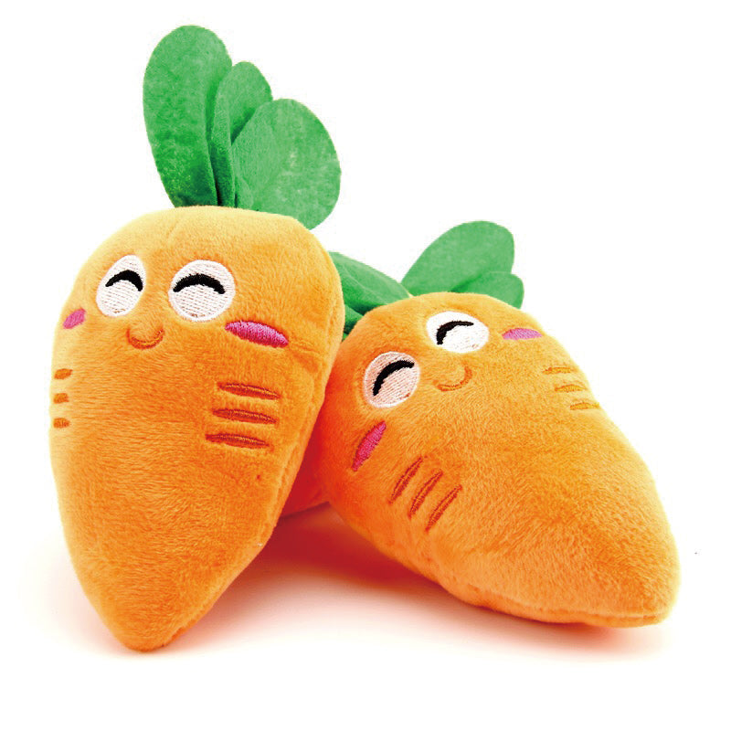 carrot dog plush toy 4 orange smiling face carrot Squeaky Dog Toy