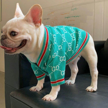 Dog Green Stylish Cardigan Sweaters for Medium Dogs BY FRENCHIELY