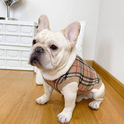 dog classic plaid pullover sweater for small medium dogs by Frenchiely 