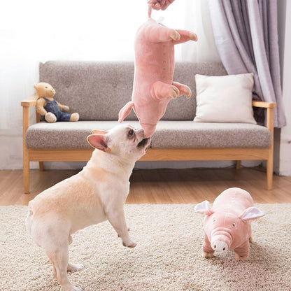 Dog Pink Plush Pig Toy for Medium Dogs - Frenchiely