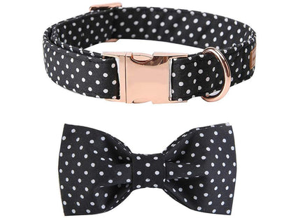 Black Polka Collar Bow - Frenchiely