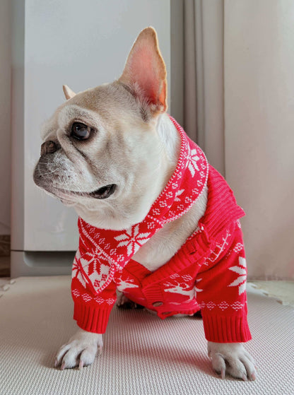 Dog red Christmas outfits sweater for small medium dogs by Frenchiely