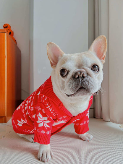 Dog red Christmas outfits sweater for small medium dogs by Frenchiely