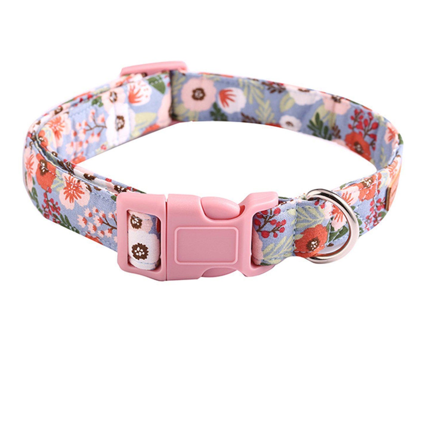 Dog Floral Collar with Adjustable Bow tie Pink Buckle - Frenchiely